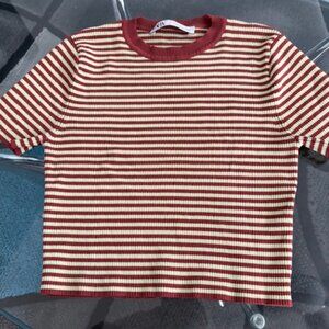 Zara Short Sleeve Striped knit top Size M